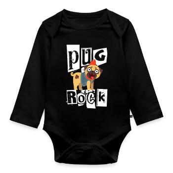 Carlin Rock Punk Carlin Chien Mohawk Punk Rock Punk - Body Bébé bio manches longues - noir - Devant