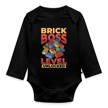 Building Blocks Kids Brick Builder - Baby Bio-Langarm-Body - Schwarz - Vorne