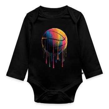 Basketball Colorful Dripping - Organic Longsleeve Baby Bodysuit - black - Front