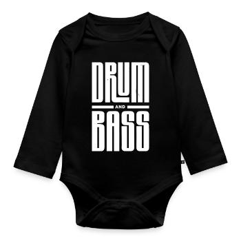 Drum and Bass Bold Typography - Organic Longsleeve Baby Bodysuit - black - Front