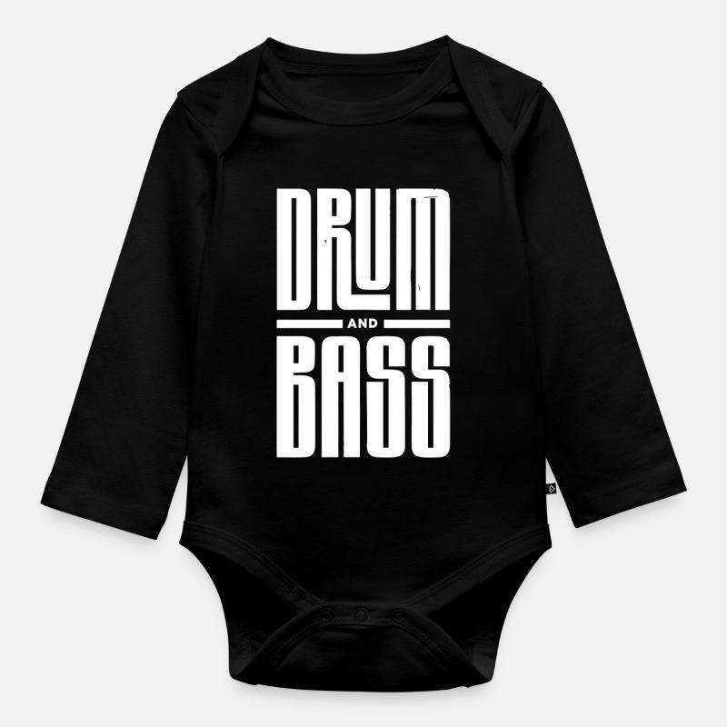 Drum and Bass Typographie audacieuse - Body Bébé bio manches longues - noir