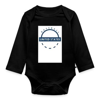 Baseball USA Emblem - Baby Bio-Langarm-Body - Schwarz - Vorne
