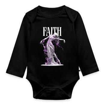 Faith Hope Love Makes You Strong - Organic Longsleeve Baby Bodysuit - black - Front