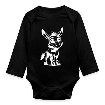 Petit Petit Âne Mignon Dessin au Crayon - Body Bébé bio manches longues - noir - Devant