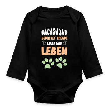 Dachshund Liebe Und Leben - Baby Bio-Langarm-Body - Schwarz - Vorne