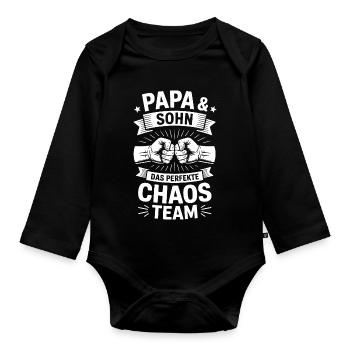 Papa & Sohn Chaos Team - Organic Longsleeve Baby Bodysuit - black - Front
