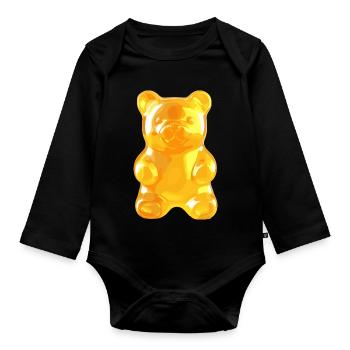 Shiny Gold Gummy Bear - Organic Longsleeve Baby Bodysuit - black - Front