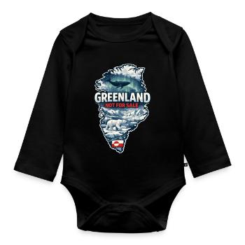 Greenland Denmark USA Polar Animals Whale Bear Funny - Organic Longsleeve Baby Bodysuit - black - Front