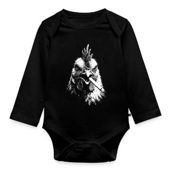 Graphique de poule fumante - Body Bébé bio manches longues - noir - Devant