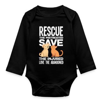 Care Adopt Animal Rescue Rescue blessés - Body Bébé bio manches longues - noir - Devant