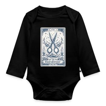 Hairdresser Tarot Card Illustration - Organic Longsleeve Baby Bodysuit - black - Front