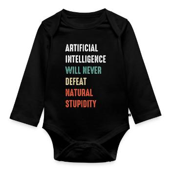 Funny Artificial Intelligence Machine Learning AI - Organic Longsleeve Baby Bodysuit - black - Front