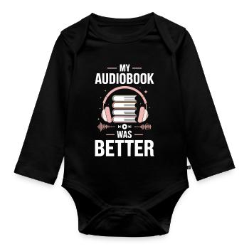 Lire des livres audio en disant - mon livre audio était meilleur - Body Bébé bio manches longues - noir - Devant