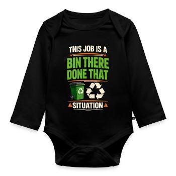 Barrel job done | Recycling center - Organic Longsleeve Baby Bodysuit - black - Front