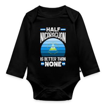Nicaragua Flag Pride & Home - Organic Longsleeve Baby Bodysuit - black - Front