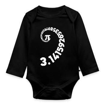 Pi Spiral Numerische Kunst - Baby Bio-Langarm-Body - Schwarz - Vorne