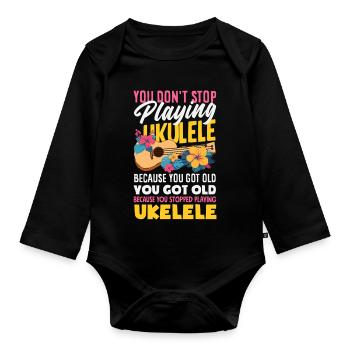 Épouse Maman Légende du ukulélé Drôle Fête des Mères - Body Bébé bio manches longues - noir - Devant