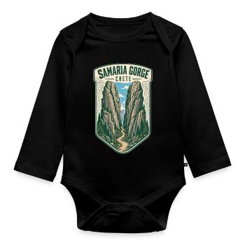 Samaria Gorge Crete Hiking Adventure Travel - Organic Longsleeve Baby Bodysuit - black - Front
