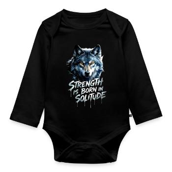 Wolf's Head Motivation - Organic Longsleeve Baby Bodysuit - black - Front