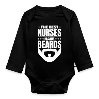 Bearded Nurses Pride Tee - Organic Longsleeve Baby Bodysuit - black - Front
