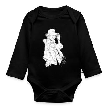 Urbaner Cowboy-Sketch - Baby Bio-Langarm-Body - Schwarz - Vorne