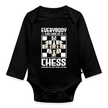 Échiquier des joueurs d’échecs - Body Bébé bio manches longues - noir - Devant