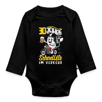 30 Jahre Schnellste Im Verkehr - Baby Bio-Langarm-Body - Schwarz - Vorne