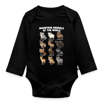 Mountain Animals Cute Cartoon Diagram Animals - Organic Longsleeve Baby Bodysuit - black - Front