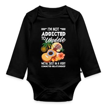 Funny Ukulele Designs and Sayings - Organic Longsleeve Baby Bodysuit - black - Front