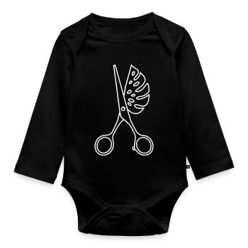 Ciseaux & Monstera - Body Bébé bio manches longues - noir - Devant