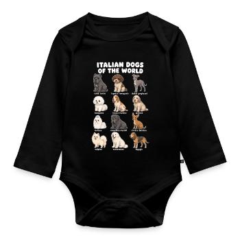 Italian Dog Breeds Cute Dogs - Organic Longsleeve Baby Bodysuit - black - Front