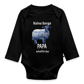 Papa schaf(f)t das Schaf T-Shirt Geschenk - Baby Bio-Langarm-Body - Schwarz - Vorne