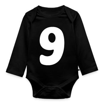 Neuf : Chiffre minimaliste 9 | Neuvième - Body Bébé bio manches longues - noir - Devant