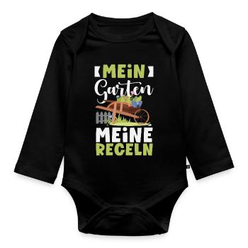 Mein Garten Meine Regeln - Baby Bio-Langarm-Body - Schwarz - Vorne