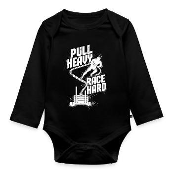 Pull Heavy Race Hard - Baby Bio-Langarm-Body - Schwarz - Vorne
