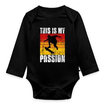 This is My Passion Skateboard Skateboarder Skate - Baby Bio-Langarm-Body - Schwarz - Vorne