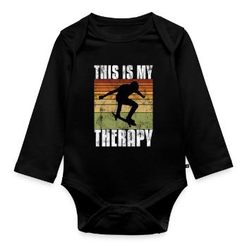 Ceci est ma thérapie Skateboard Skateboarder Skate - Body Bébé bio manches longues - noir - Devant