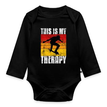 This is My therapy Skateboard Skateboarder Skate - Baby Bio-Langarm-Body - Schwarz - Vorne