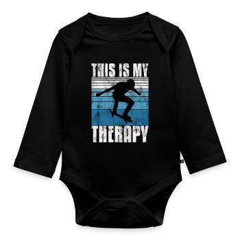 This is My therapy Skateboard Skateboarder Skate - Baby Bio-Langarm-Body - Schwarz - Vorne