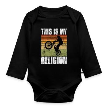 BMX is my religion bike bike - Organic Longsleeve Baby Bodysuit - black - Front