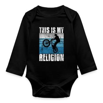 BMX is my religion Bike Bike - Organic Longsleeve Baby Bodysuit - black - Front