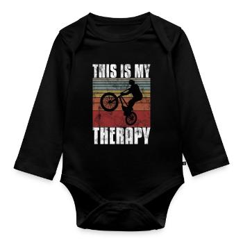 BMX is my Therapy Bike Bike - Organic Longsleeve Baby Bodysuit - black - Front