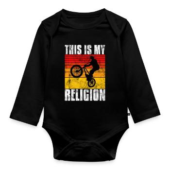 BMX is my religion bike bike - Organic Longsleeve Baby Bodysuit - black - Front