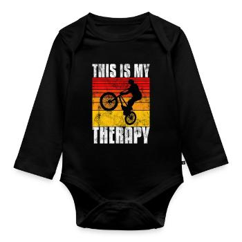 BMX is my Therapy Bike Bike - Organic Longsleeve Baby Bodysuit - black - Front