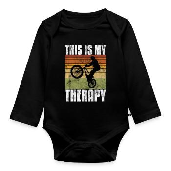 BMX is my Therapy bike bike - Organic Longsleeve Baby Bodysuit - black - Front