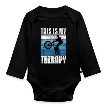 BMX is my Therapy Bike Bike - Organic Longsleeve Baby Bodysuit - black - Front
