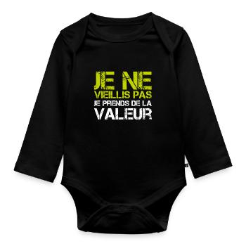 I'm not getting old, I'm increasing in value - Organic Longsleeve Baby Bodysuit - black - Front