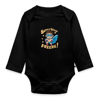Super grand frere - Body Bébé bio manches longues - noir - Devant