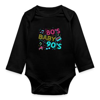 Vintage 90s Technology Old Gadgets TShirt - Organic Longsleeve Baby Bodysuit - black - Front