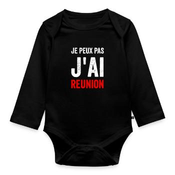 I can't I have a meeting - Organic Longsleeve Baby Bodysuit - black - Front